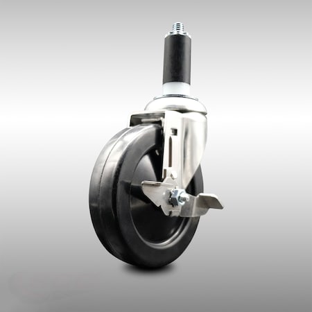Service Caster 5 Inch 316SS Soft Rubber Wheel Swivel 1-1/4 Inch Expanding Stem Caster Brake SCC SCC-SS316EX20S514-SRS-TLB-114